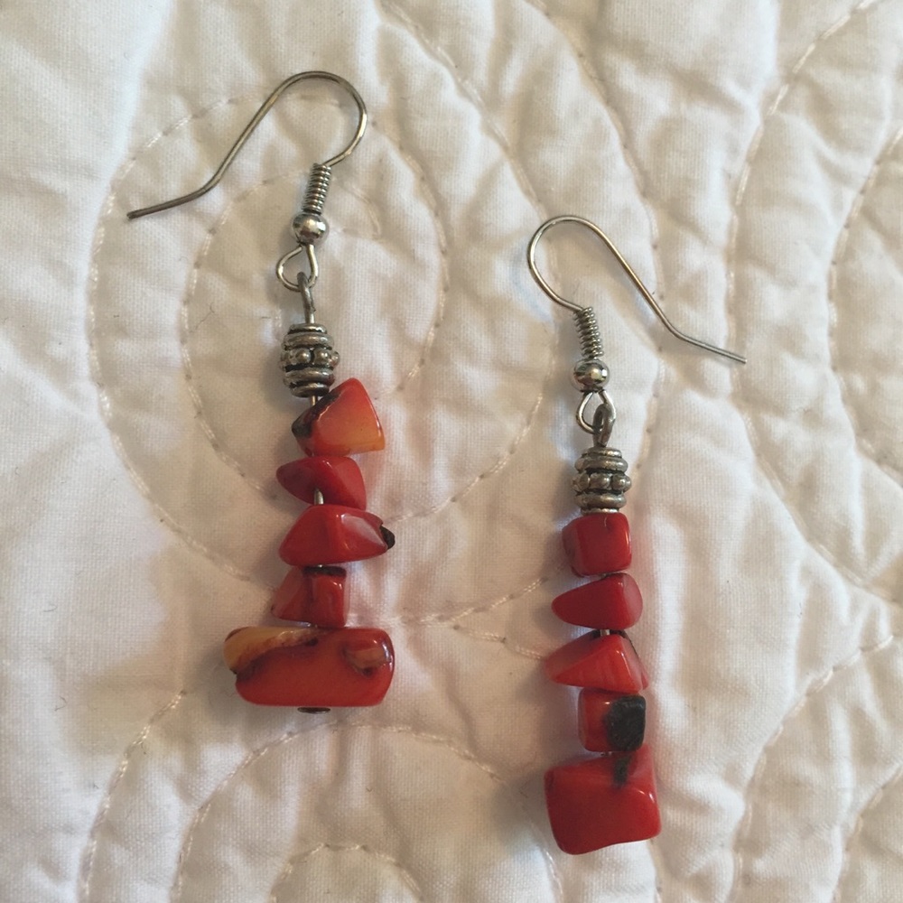 Red stone earrings